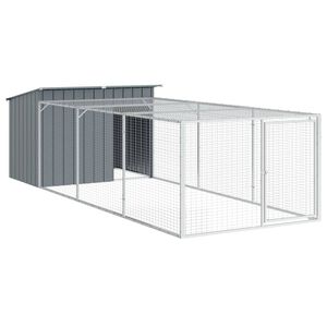 vidaXL Cușcă pentru c&acirc;ini cu &icirc;mprejmuire, antracit, 153x396x110 cm, oțel galvanizat