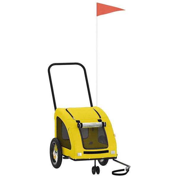 vidaXL Remorcă de bicicletă animale companie galben textil oxford/fier