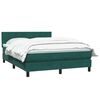 vidaXL Pat box spring cu saltea, verde &icirc;nchis, 140x220 cm, catifea