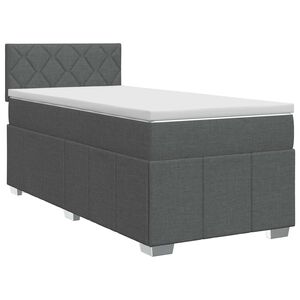 vidaXL Pat boxspring cu saltea Gri &icirc;nchis 90 x 190 cm Țesătură