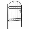vidaXL Poartă de gard ASSEN cu blat arcuit din oțel, 102x125 cm, negru