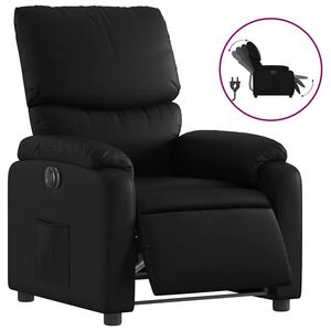 vidaXL Fotoliu rabatabil electric, negru, piele ecologică