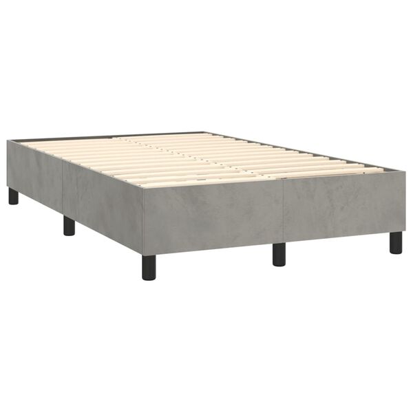 vidaXL Pat box spring cu saltea, gri deschis, 120x200 cm, catifea