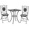 vidaXL Set de bistro mozaic, 3 piese, negru & alb, placă ceramică