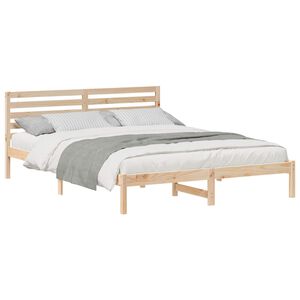 vidaXL Cadru de pat cu headboard Maro 160 x 210 cm Lemn de pin masiv