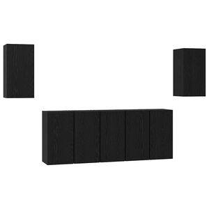 vidaXL Set comodă TV Pe perete 7 pcs Stejar Negru 30,5 x 30 x 60 cm