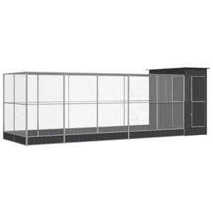vidaXL Voliera de păsări cu extensie, argintiu, 623x203x216 cm, oțel