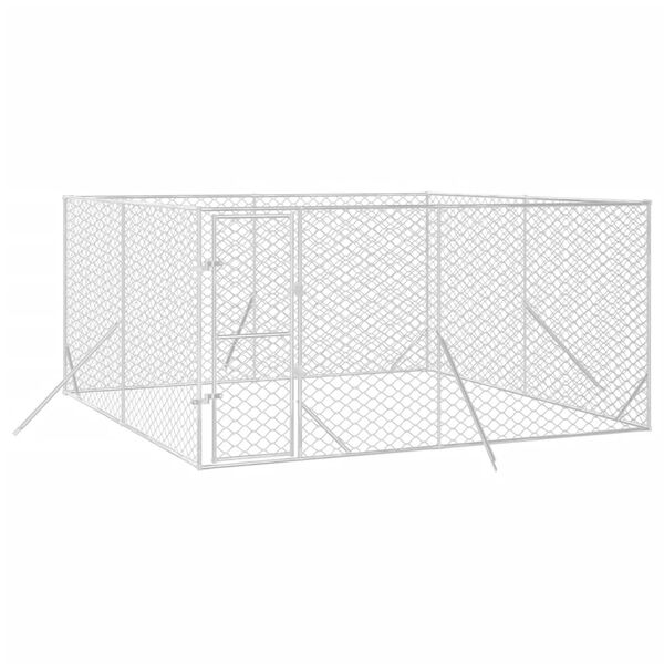 vidaXL Padoc de exterior pentru câini argintiu 4x4x2 m oțel galvanizat