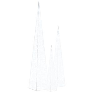 vidaXL Set conuri decorative cu LED-uri, alb rece, 60/90/120 cm, acril