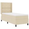 vidaXL Pat cu arcuri cu saltea cu headboard Crem 80 x 200 cm țesătură