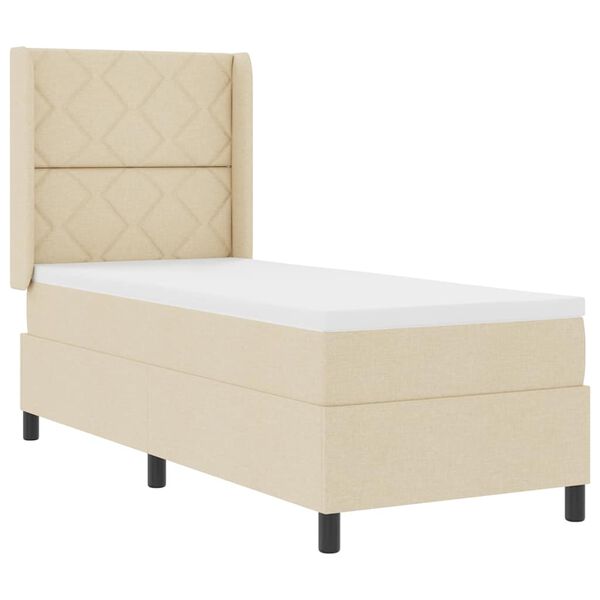 vidaXL Pat cu arcuri cu saltea cu headboard Crem 80 x 200 cm țesătură