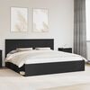 vidaXL Cadru de pat cu headboard Negru 200 x 200 cm Lemn de pin masiv