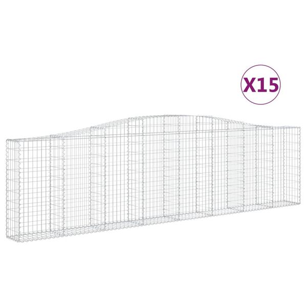 vidaXL Coșuri gabion arcuite 15 buc, 400x30x100/120 cm fier galvanizat
