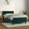 vidaXL Pat box spring cu saltea, verde &icirc;nchis, 80x200 cm, catifea