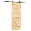 vidaXL Ușă glisantă Natural și Negru 80 x 210 cm Lemn de Pin Solid