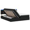 vidaXL Pat cu LED și saltea Negru 200 x 200 cm Țesătură