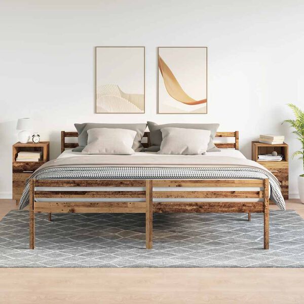 vidaXL Noptiere 2 buc cu 2 sertare Lemn vechi 36x36x68 cm