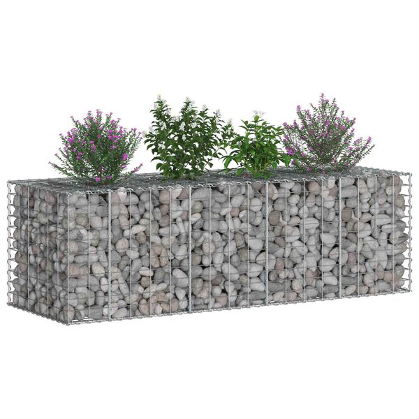 vidaXL Pat ridicat din gabion Argintiu 180 x 60 x 55 cm