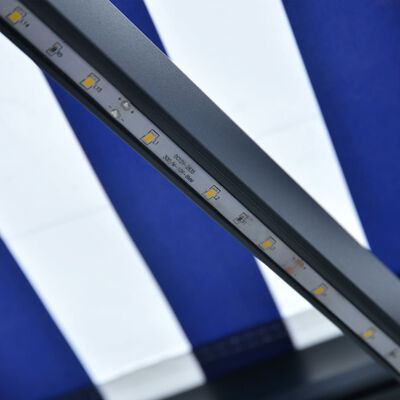 vidaXL Copertină cu senzor vânt & LED, albastru & alb, 500x300 cm