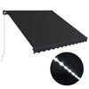 vidaXL Copertină retractabilă manual cu LED, antracit, 350 x 250 cm