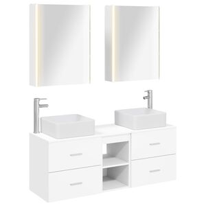 vidaXL Set de mobilier pentru baie 5 buc. Alb Lemn prelucrat și sticlă