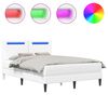 vidaXL Cadru de pat cu benzi LED Alb 120 x 190 cm Piele artificială