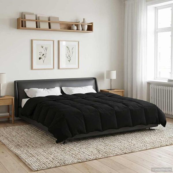vidaXL Duvet complet pe tot parcursul anului Patos Negru 200 x 200 cm