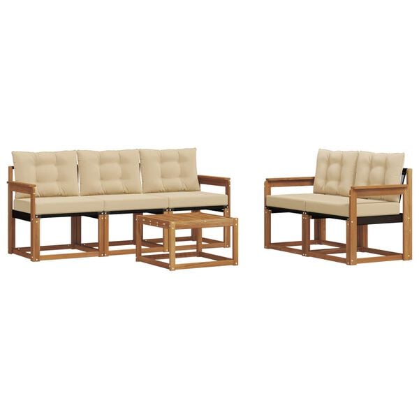 vidaXL Set de canapele de exterior cu pernă 6 pcs Natural și Bej