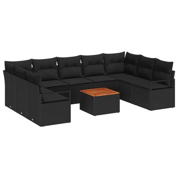 vidaXL Set de canapele pentru grădină 10 pcs Negru