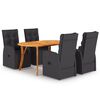 vidaXL Set de masă pentru grădină, 5 piese, negru