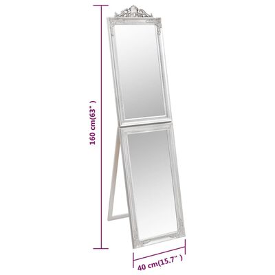 vidaXL Oglindă de sine stătătoare, argintiu, 40x160 cm