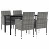 vidaXL Set mobilier de grădină, 5 piese, gri&negru, poliratan și oțel