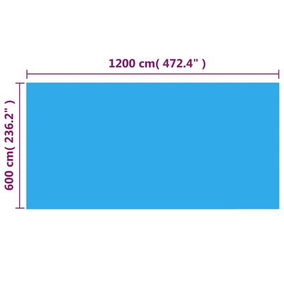 vidaXL Prelată piscină, albastru, 1200 x 600 cm, PE, dreptunghiular