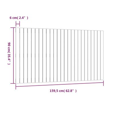 vidaXL Tăblie de pat pentru perete, gri, 159,5x3x90 cm, lemn masiv pin