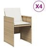 vidaXL Scaune de grădină cu perne, 4 buc., bej, poliratan