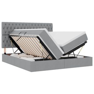 vidaXL Pat cu LED și saltea Gri deschis 180 x 200 cm Țesătură