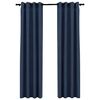 vidaXL Perdele opace aspect pânză cu ocheți 2 buc. albastru 140x225 cm