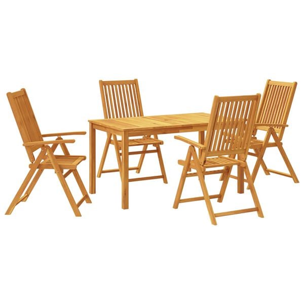 vidaXL Set mobilier de grădină, 5 piese, 140x80x74 cm, lemn masiv de acacia