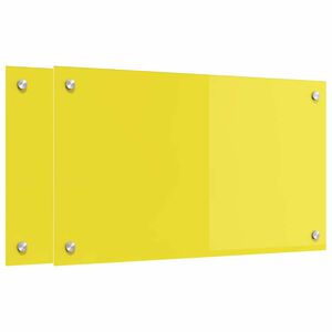 vidaXL Spate de bucătărie 2 pcs Galben 70 x 40 cm sticlă securizată