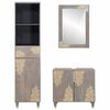 vidaXL Set dulap baie cu sertar cu ușă 3 pcs Gri Lemn de mango solid