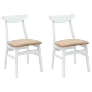 vidaXL Scaune de dining 2 buc. Lemn Solid de Cauciuc Alb