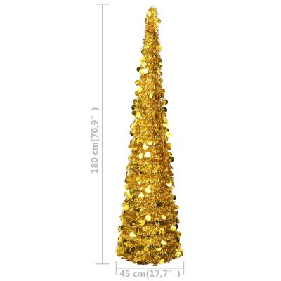 vidaXL Brad de Crăciun artificial tip pop-up, auriu, 180 cm, PET