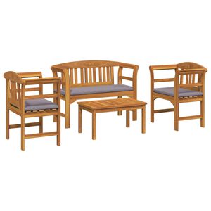 vidaXL Set de Mobilier cu pernă 4 pcs natural Lemn Solid de Acacia
