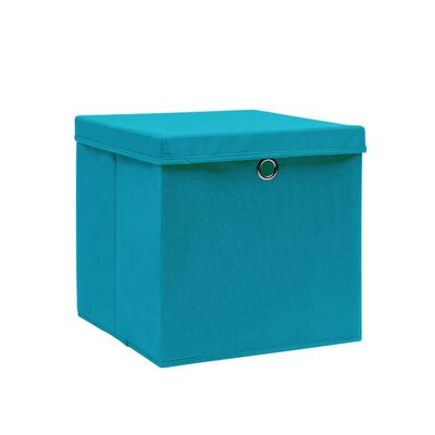 vidaXL Cutii depozitare cu capace, 4 buc., albastru, 28x28x28 cm
