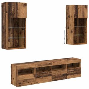 vidaXL Unități TV de perete cu LED 5 pcs Lemn Vechi 40,5 x 30 x 90 cm
