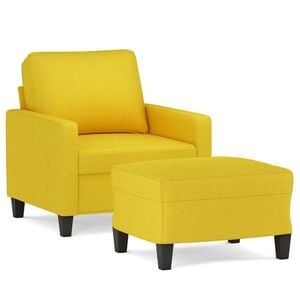 vidaXL Fotoliu canapea cu taburet, galben deschis, 60 cm, textil