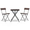 vidaXL Set mobilier bistro pliabil, 3 piese, maro, poliratan