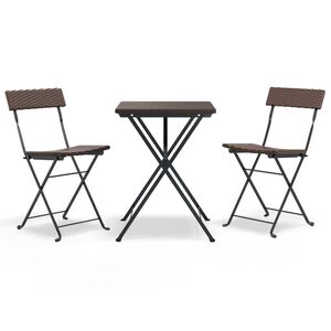 vidaXL Set mobilier bistro pliabil, 3 piese, maro, poliratan