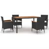 vidaXL Set mobilier de grădină cu perne, 5 piese, negru, poliratan