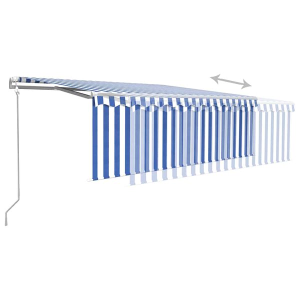 vidaXL Copertină retractabilă automat cu stor, albastru & alb, 4x3 m